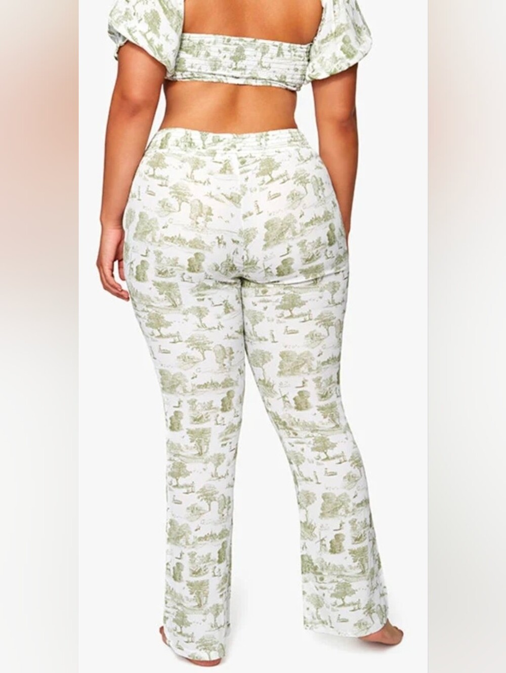 WeWoreWhat Smocked Vintage Toile Flare Pants - Picture 4 of 6